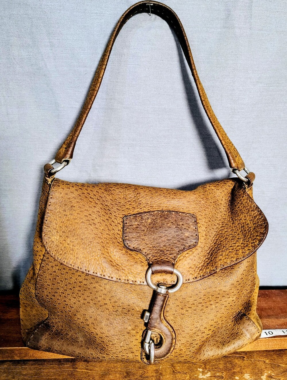 Prada Tan Textured Leather Shoulder Bag